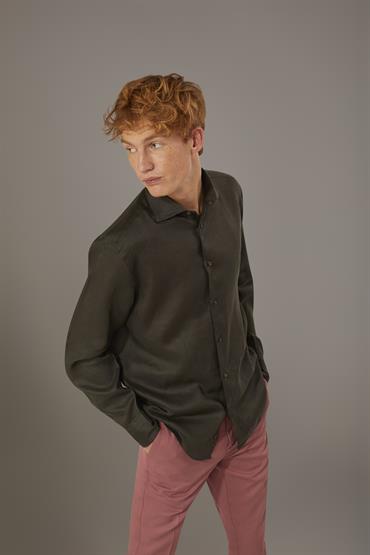 FRENCH COLLAR BAGGY FIT SHIRT MILITARY