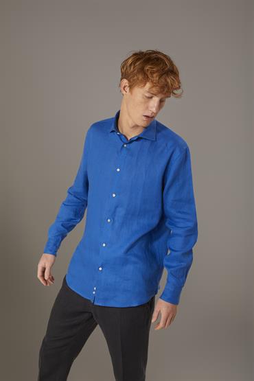 FRENCH COLLAR BAGGY FIT SHIRT OCEAN