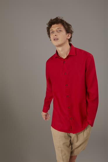 FRENCH COLLAR BAGGY FIT SHIRT RED