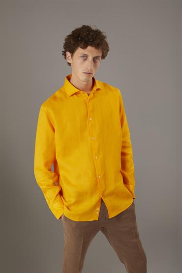 FRENCH COLLAR BAGGY FIT SHIRT YELLOW