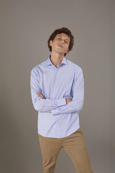 FRENCH COLLAR SHIRT BAGGY FIT SKY