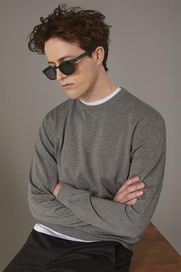 ROUND NECK SWEATER GREY MEL