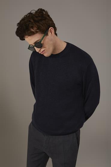ROUND NECK SWEATER DK BLUE