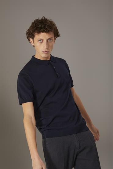KNITTED POLO DK BLUE