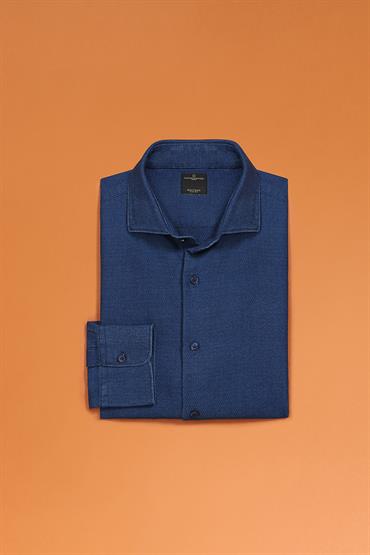 FRENCH COLLAR SLIM FIT CASUAL SHIRT<br/>VARIANTE : DENIM