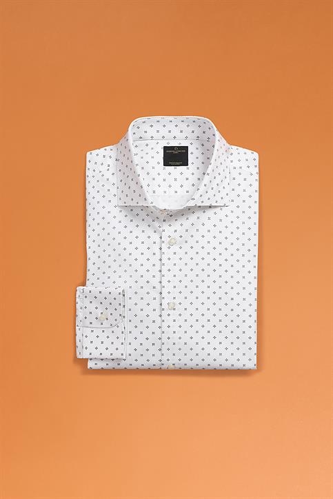 FRENCH COLLAR CLASSIC FIT CASUAL SHIRT WHITE/BLU