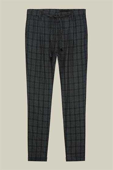CHINO TROUSERS WITH COULISSE AND TURN UP HEM GRE<br/>VARIANTE : BLUE