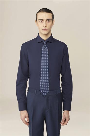 french collar classic fit shirt DK BLUE