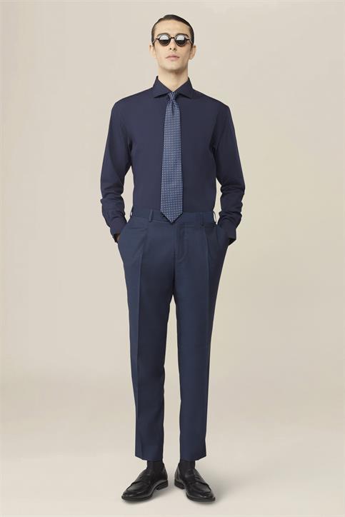 french collar classic fit shirt DK BLUE
