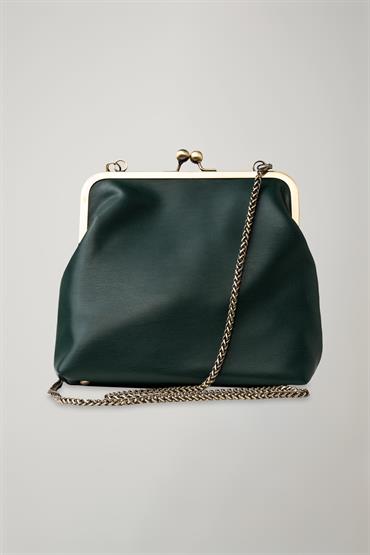 ECO LEATHER CLUTCH FOREST GREEN