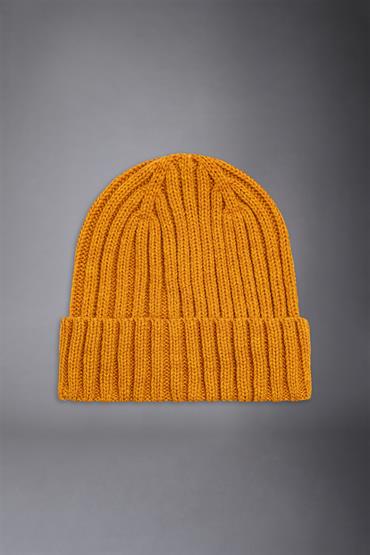 RIB BEANIE HAT OCHRE YELLOW