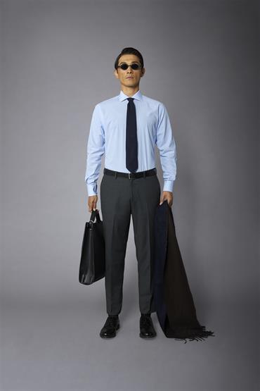 FRENCH COLLAR SLIM FIT WHITE/LT SKY