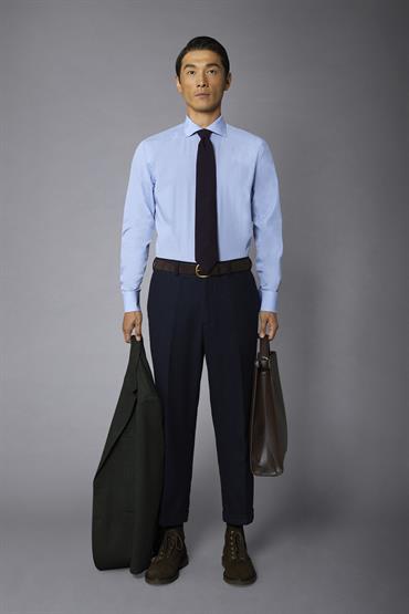 FRENCH COLLAR SLIM FIT WHITE/SKY