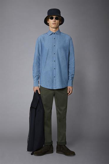 FRENCH COLLAR BAGGY FIT LT DENIM