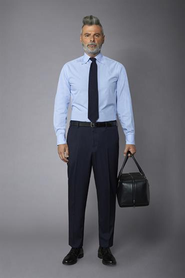 BUTTON DOWN BAGGY FIT WHITE/LT SKY