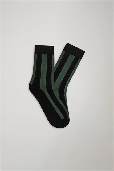 RIB STRIP SOCKS BLACK/ENGLISH GREEN
