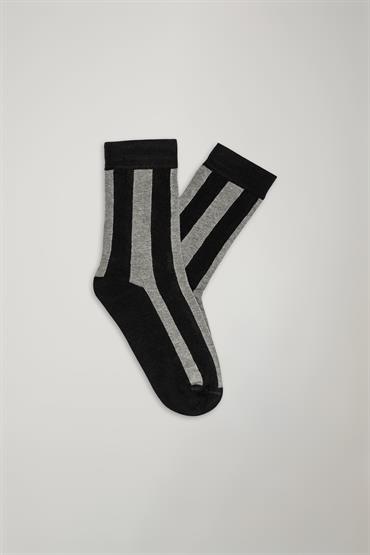 RIB STRIP SOCKS BLACK/GREY