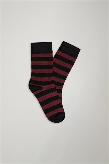 RIB STRIP SOCKS BLACK/BORDEAUX