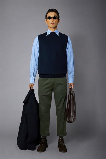 ROUND NECK VEST DK BLUE