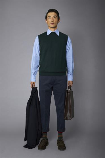 ROUND NECK VEST FOREST GREEN