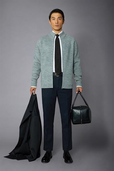 FULL ZIP CARDIGAN LT GREY