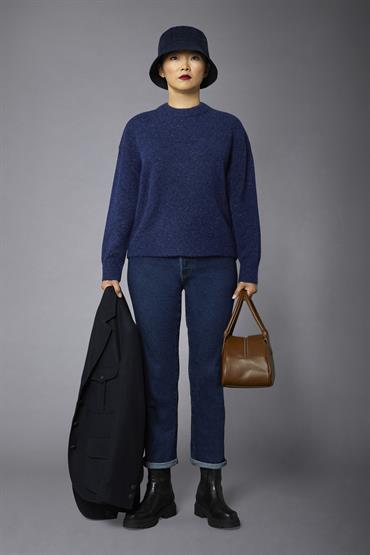 ROUND NECK MOHAIR FEEL INDIGO