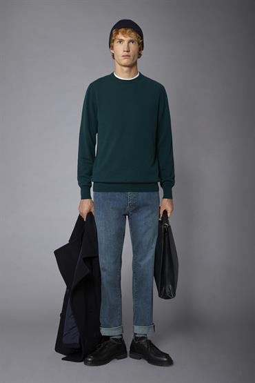 ROUND NECK SWEATER DK GREEN