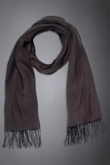SHAWL 70X190 CM BROWN/ DK BLUE