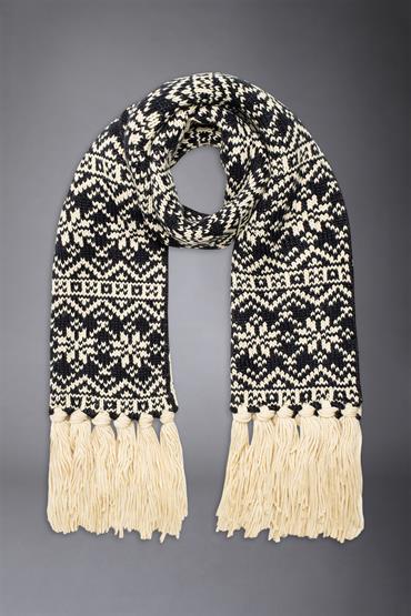 SHAWL 41X180 CM WHITE/ DK BLUE