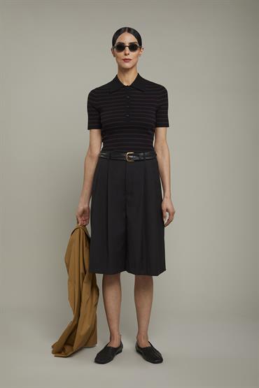 SHORT SLEEVES POLO BLACK/ BORDEAUX