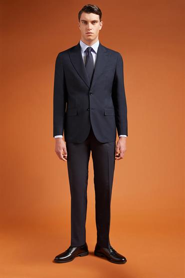 PEAK LAPEL SINGLE BREASTED SUIT DK BLUE