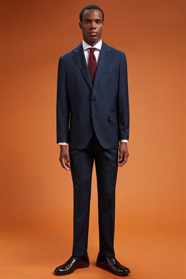PEAK LAPEL SINGLE BREASTED SUIT DK BLUE