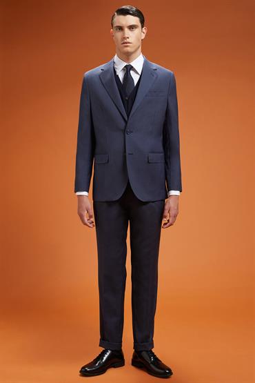 PEAK LAPEL SINGLE BREASTED SUIT DENIM