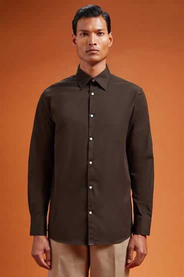 CLASSIC COLLAR REGULAR FIT DK BROWN