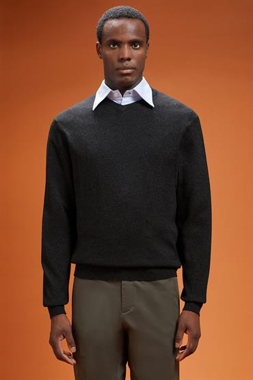 V NECK SWEATER ANTHRACITE