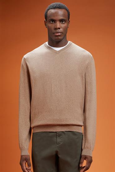 V NECK SWEATER BEIGE