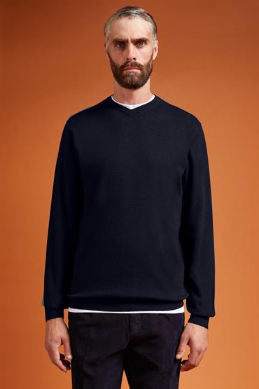 V NECK SWEATER BLUE NAVY