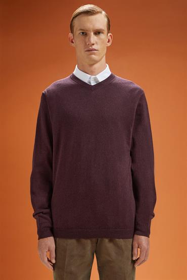V NECK SWEATER BORDEAUX