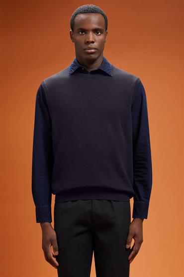 ROUND NECK VEST BLUE NAVY
