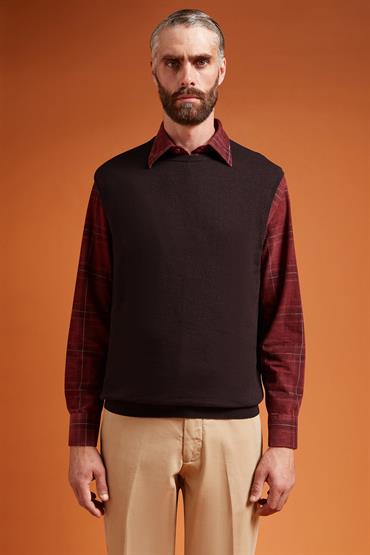 ROUND NECK VEST BORDEAUX