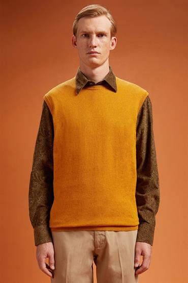ROUND NECK VEST OCHRE YELLOW