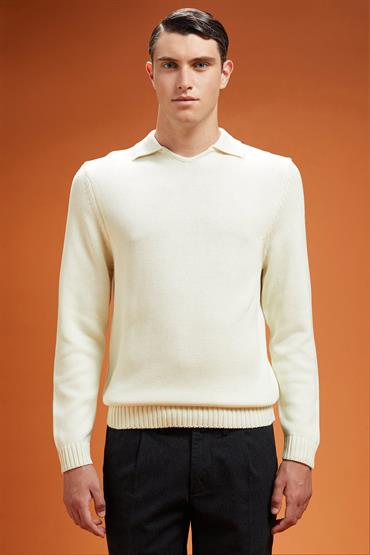 DERBY COLLAR KNIT CREAM