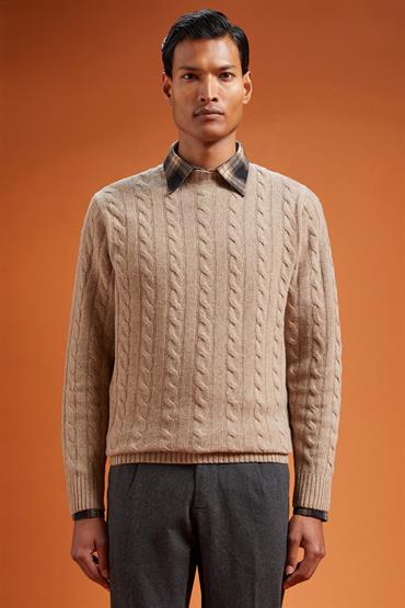ROUNDNECK KNIT CABLE BEIGE