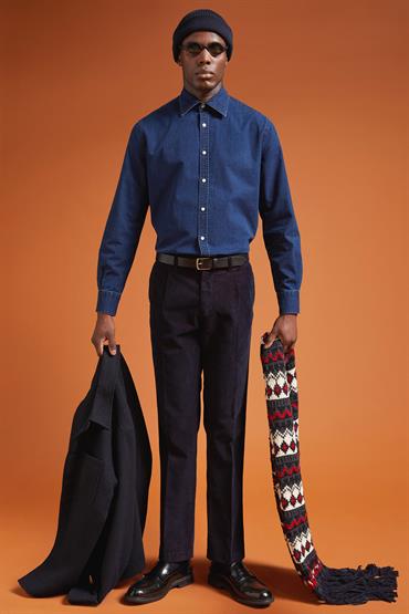 TROUSERS  WITH PINCES BLUE/BORDEAUX