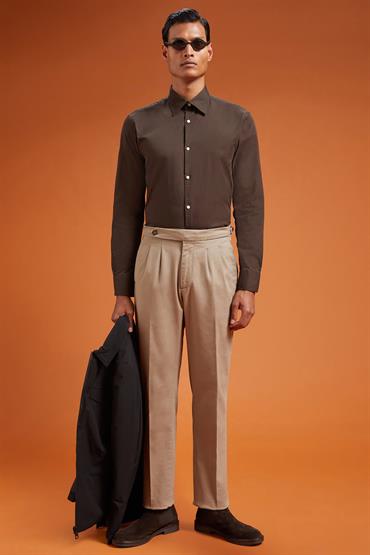 TROUSERS WITH DOUBLE PINCES TAUPE