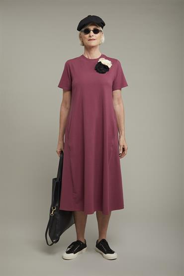 SHORT SLEEVES DRESS ANTIQUE ROSE