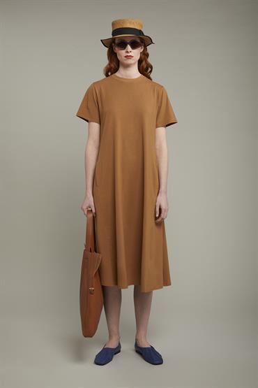 SHORT SLEEVES DRESS LT BROWN