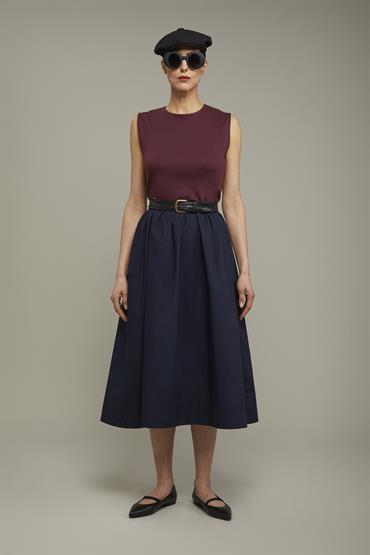UNSLEEVES DRESS BORDEAUX/DK BLUE