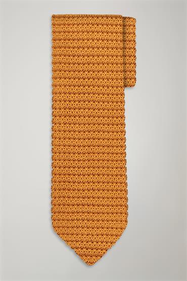 KNITTED TIE OCHRE YELLOW
