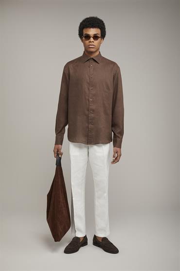FRENCH COLLAR SHIRT BROWN